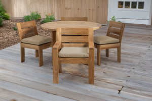5 pc Pacific Teak Dining Set with 48" Round Dining Table - 2x Arm + 2x Armless