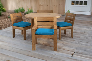 5 pc Pacific Teak Dining Set with 48" Round Dining Table - 2x Arm + 2x Armless