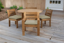 5 pc Pacific Teak Dining Set with 60" Round Dining Table - 2x Arm + 2x Armless