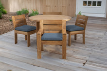 5 pc Pacific Teak Dining Set with 48" Round Dining Table - 2x Arm + 2x Armless