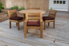 5 pc Pacific Teak Dining Set with 48" Round Dining Table - 2x Arm + 2x Armless