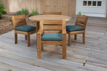 5 pc Pacific Teak Dining Set with 48" Round Dining Table - 2x Arm + 2x Armless