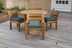 5 pc Pacific Teak Dining Set with 48" Round Dining Table - 2x Arm + 2x Armless