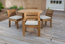 5 pc Pacific Teak Dining Set with 48" Round Dining Table - 2x Arm + 2x Armless
