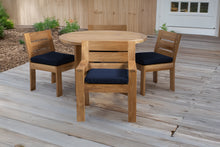 5 pc Pacific Teak Dining Set with 48" Round Dining Table - 2x Arm + 2x Armless
