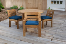 5 pc Pacific Teak Dining Set with 48" Round Dining Table - 2x Arm + 2x Armless