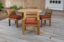 5 pc Pacific Teak Dining Set with 48" Round Dining Table - 2x Arm + 2x Armless