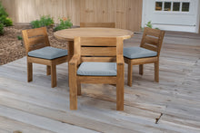 5 pc Pacific Teak Dining Set with 48" Round Dining Table - 2x Arm + 2x Armless