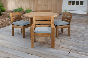 5 pc Pacific Teak Dining Set with 48" Round Dining Table - 2x Arm + 2x Armless