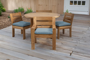 5 pc Pacific Teak Dining Set with 48" Round Dining Table - 2x Arm + 2x Armless