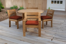5 pc Pacific Teak Dining Set with 48" Round Dining Table - 2x Arm + 2x Armless