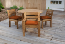 5 pc Pacific Teak Dining Set with 48" Round Dining Table - 2x Arm + 2x Armless