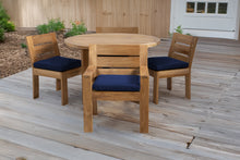 5 pc Pacific Teak Dining Set with 48" Round Dining Table - 2x Arm + 2x Armless