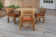5 pc Pacific Teak Dining Set with 48" Round Dining Table - 2x Arm + 2x Armless