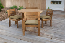 5 pc Pacific Teak Dining Set with 48" Round Dining Table - 2x Arm + 2x Armless
