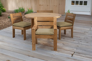 5 pc Pacific Teak Dining Set with 48" Round Dining Table - 2x Arm + 2x Armless