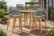 5 pc Beverly Rope & Teak Bar Set with 40" Round Bar Table