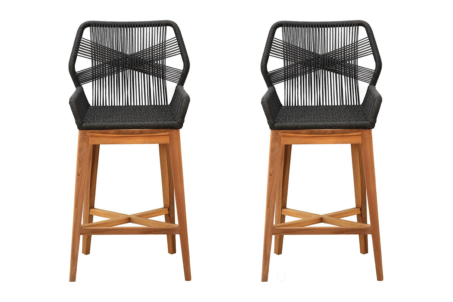 Set of 2 Beverly Rope & Teak Outdoor Bar Stool – Willow Creek Designs