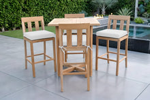 5 pc Chatsworth Teak Bar with 36" Square Bar Table. Sunbrella Cushion.
