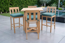 5 pc Chatsworth Teak Bar with 36" Square Bar Table. Sunbrella Cushion.