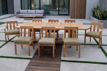 9 pc Chatsworth Teak Dining Set with Expansion Table. Sunbrella Cushion.