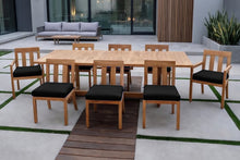 9 pc Chatsworth Teak Dining Set with Expansion Table. Sunbrella Cushion.