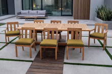9 pc Chatsworth Teak Dining Set with Expansion Table. Sunbrella Cushion.