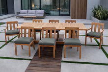9 pc Chatsworth Teak Dining Set with Expansion Table. Sunbrella Cushion.