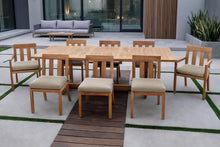 9 pc Chatsworth Teak Dining Set with Expansion Table. Sunbrella Cushion.