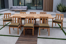 9 pc Chatsworth Teak Dining Set with Expansion Table. Sunbrella Cushion.