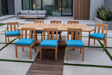 9 pc Chatsworth Teak Dining Set with Expansion Table. Sunbrella Cushion.