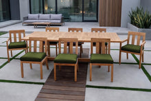 9 pc Chatsworth Teak Dining Set with Expansion Table. Sunbrella Cushion.