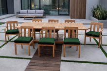 9 pc Chatsworth Teak Dining Set with Expansion Table. Sunbrella Cushion.