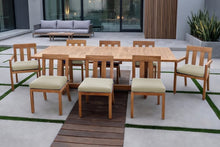 9 pc Chatsworth Teak Dining Set with Expansion Table. Sunbrella Cushion.