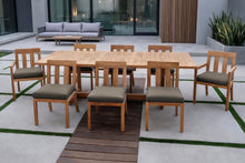9 pc Chatsworth Teak Dining Set with Expansion Table. Sunbrella Cushion.