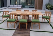 9 pc Chatsworth Teak Dining Set with Expansion Table. Sunbrella Cushion.