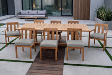 9 pc Chatsworth Teak Dining Set with Expansion Table. Sunbrella Cushion.