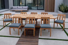 9 pc Chatsworth Teak Dining Set with Expansion Table. Sunbrella Cushion.