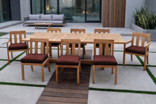 9 pc Chatsworth Teak Dining Set with Expansion Table. Sunbrella Cushion.
