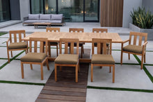 9 pc Chatsworth Teak Dining Set with Expansion Table. Sunbrella Cushion.