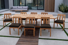 9 pc Chatsworth Teak Dining Set with Expansion Table. Sunbrella Cushion.
