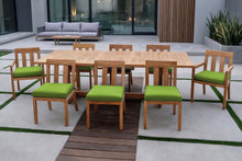 9 pc Chatsworth Teak Dining Set with Expansion Table. Sunbrella Cushion.