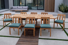 9 pc Chatsworth Teak Dining Set with Expansion Table. Sunbrella Cushion.