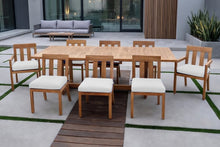 9 pc Chatsworth Teak Dining Set with Expansion Table. Sunbrella Cushion.