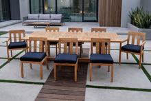 9 pc Chatsworth Teak Dining Set with Expansion Table. Sunbrella Cushion.