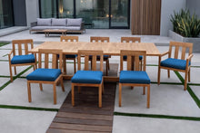 9 pc Chatsworth Teak Dining Set with Expansion Table. Sunbrella Cushion.