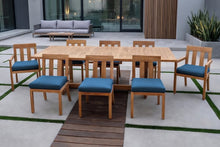 9 pc Chatsworth Teak Dining Set with Expansion Table. Sunbrella Cushion.