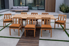 9 pc Chatsworth Teak Dining Set with Expansion Table. Sunbrella Cushion.