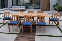 9 pc Chatsworth Teak Dining Set with Expansion Table. Sunbrella Cushion.