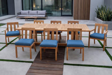 9 pc Chatsworth Teak Dining Set with Expansion Table. Sunbrella Cushion.